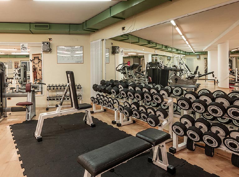 la palestra dell'Hotel Soreghes in Val di Fassa